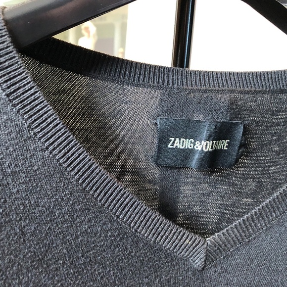 Zadig & Voltaire Men's Cashmere Sweater - Charcoal Grey Medium - Picture 2 of 5